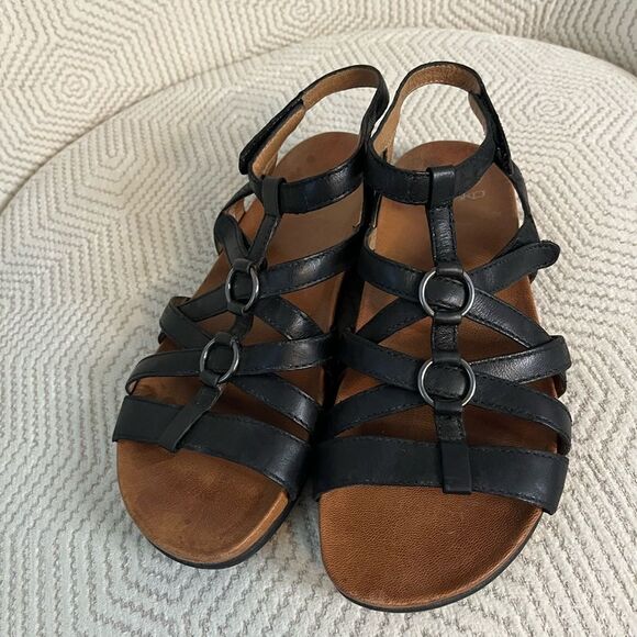 Dansko leather gladiator Black Sandals 38/8 comfy straps - Picture 2 of 7